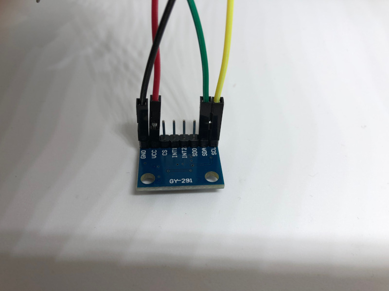 ADXL345 sensor with gpio wires connected to gnd 3v3 sda and scl pins