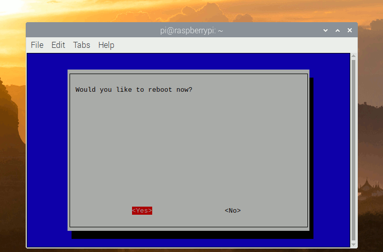 Answering Yes to reboot prompt in raspi-config on terminal in Raspbian Buster 20190710