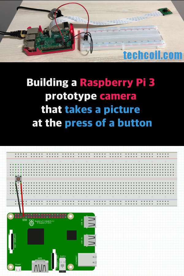 Building a Raspberry Pi 3 prototype camera that takes a picture at the press of a button