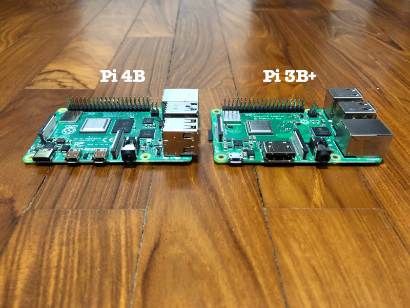 Comparing the display and power ports of Raspberry Pi 4 Model B and Raspberry Pi 3 Model B+