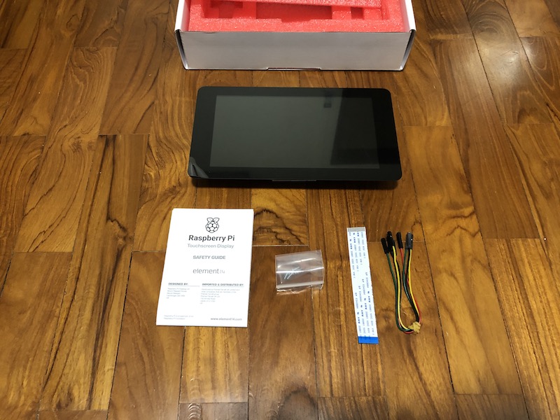 Contents from the Raspberry Pi Official 7 Inch Touch Screen element 14 box