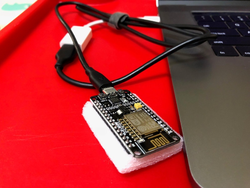 ESP8266 NodeMCU LUA Development Board connected to MacBook Pro