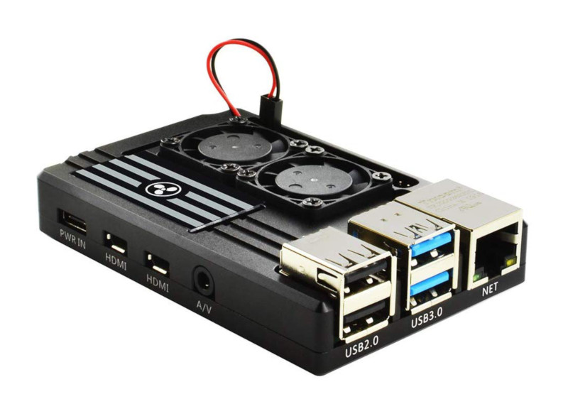 EleDuino Raspberry PI 4 Aluminum Case with Dual Intelligent Temperature Control Fan