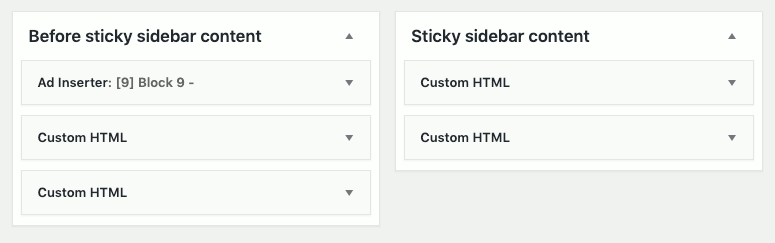 Example Widgets content that are added to Before sticky sidebar content and Sticky sidebar content