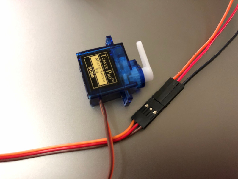 GPIO cables connected to SG90 Tower Pro servo motor