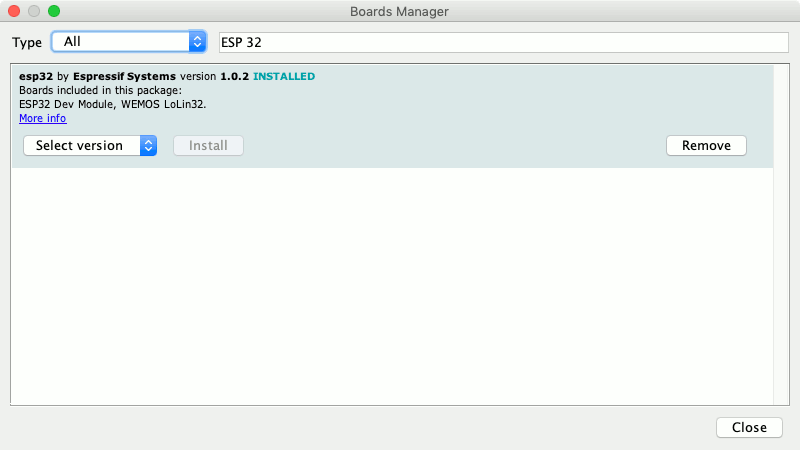 Mac-Arduino-IDE-1.8.9-Boards-Manager-window-with-ESP-32-core-1.0.2-installed