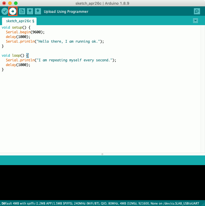 Mac-Arduino-IDE-1.8.9-helloworld-sketch-20190426-with-upload-button-highlighted