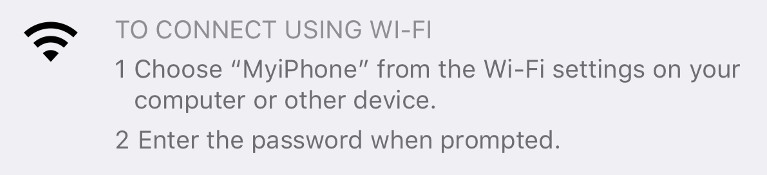 Personal Hotspot instruction to connect using WI-FI