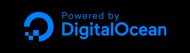 Powered by DigitalOcean blue text with black background