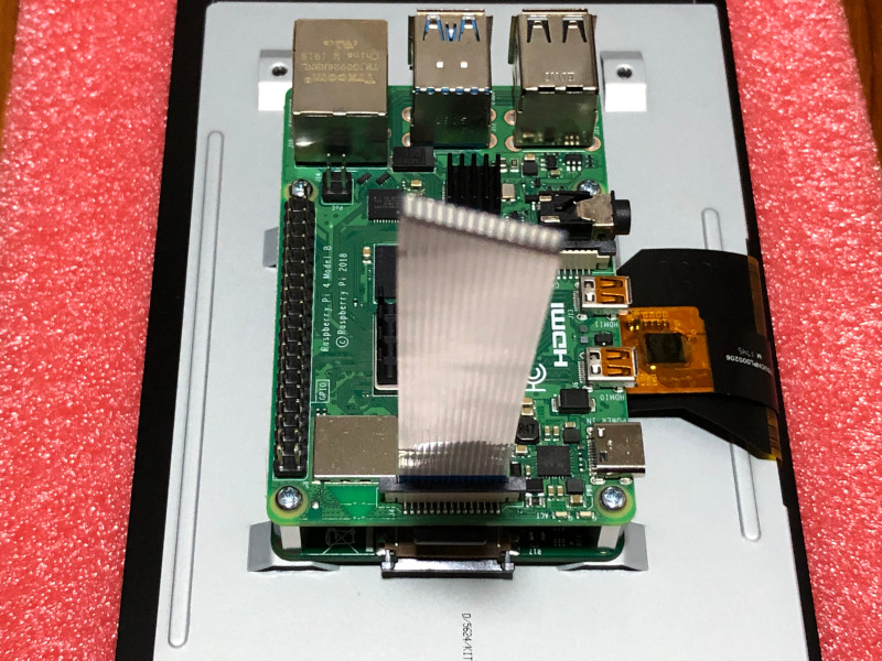 Raspberry Pi 4B on Raspberry Pi Official 7 inch Touch Screen with screws