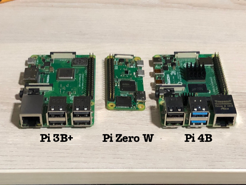 Raspberry Pi Zero W in between Raspberry Pi 3B+ and Raspberry Pi 4B