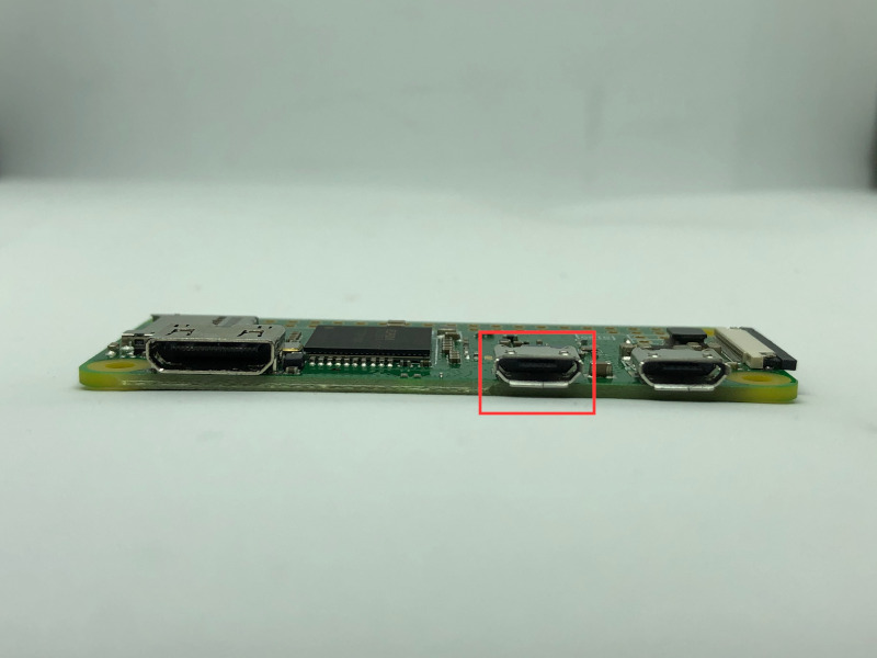 Raspberry Pi Zero W with USB OTG port highlighted