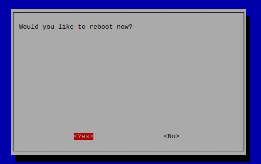 Raspbian Stretch 20181113 raspi-config Would you like to reboot now