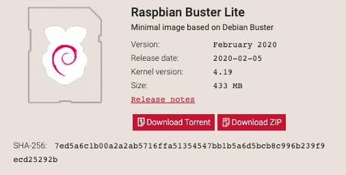 Snapshot of Raspbian Buster Lite dated 20200205