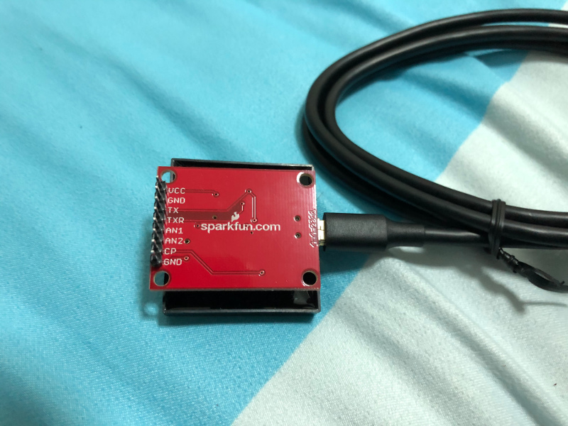 SparkFun RFID USB reader connected to mini USB cable
