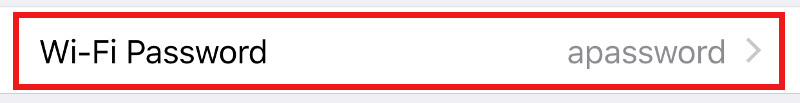Wi-Fi Password option of Personal Hotspot screen boxed