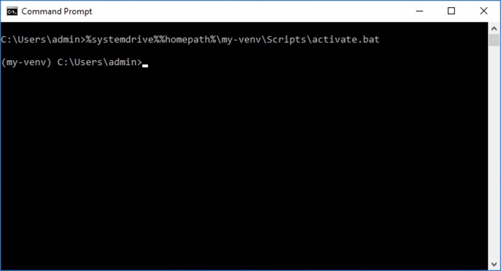 Windows 10 command shell with a Python 3.7.1 virtual environment activated