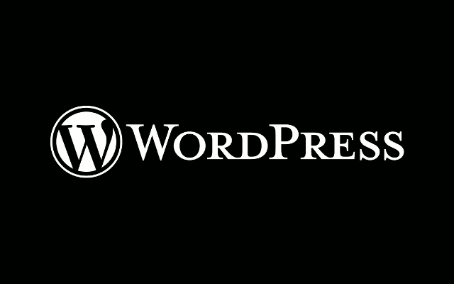 WordPress logo on black background