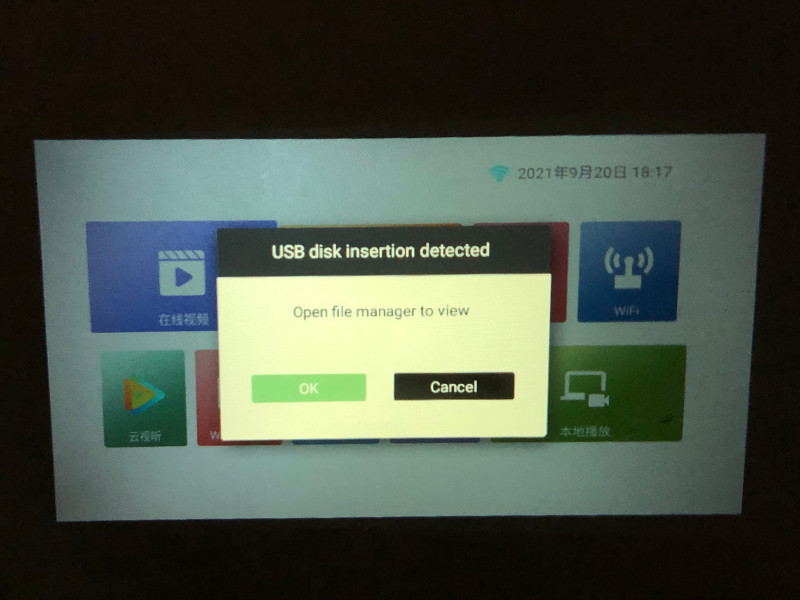 Chinese projector detected usb drive