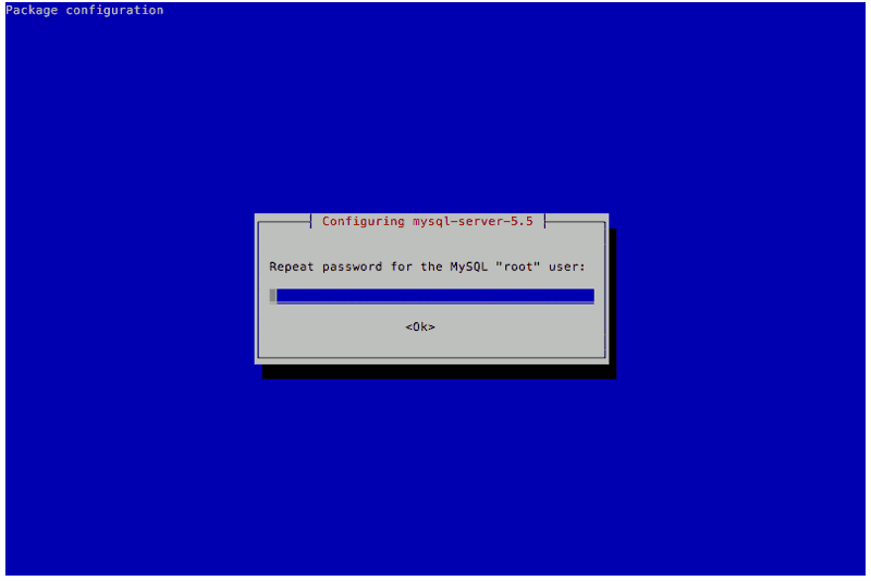 Configuring MySQL Server 5.5 on Raspbian Jessie Lite: Repeat root password