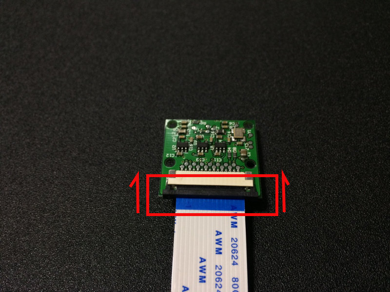 Direction to fasten connector on Raspberry Pi Camera Module v1 with Flex cable