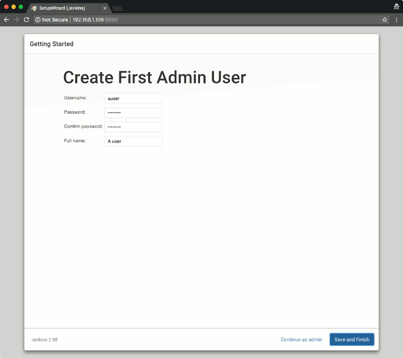 Jenkins 20171227 create first admin user screen
