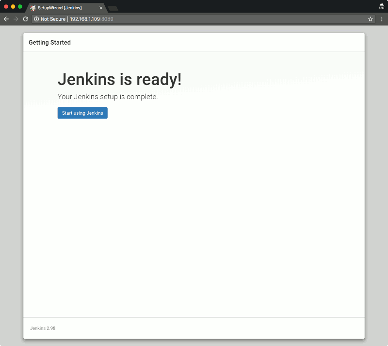 Jenkins 20171227 Jenkins is ready screen