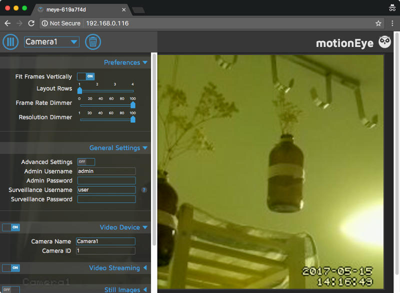 motioneyeos network camera