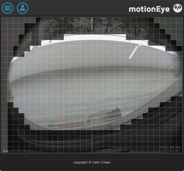 motionEye 0.39.2 view after selecting the areas to mask