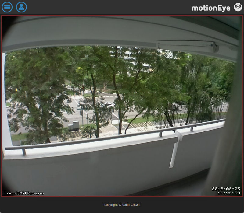 motionEye 0.39.2 view with 0.67x wide angle lens