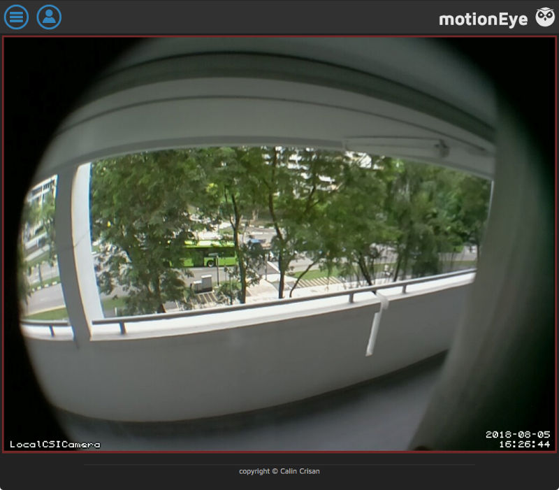 motionEye 0.39.2 view with fisheye lens