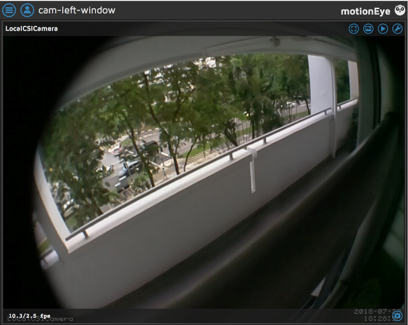 motionEye view of Raspberry Pi Zero W camera with Fisheye lens