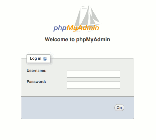 phpMyAdmin 4.7.8 login screen