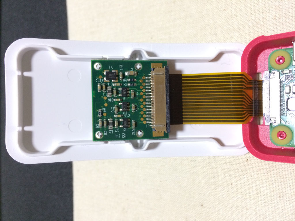Raspberry Pi Camera module nicely fitted to the case of the camera lid of the Raspberry Pi Zero Official Case