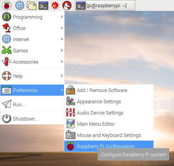 Raspberry Pi config link in Raspbian Pixel