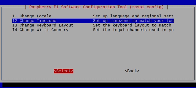 raspi-config on Raspbian Stretch 20181113 with Change Timezone selected