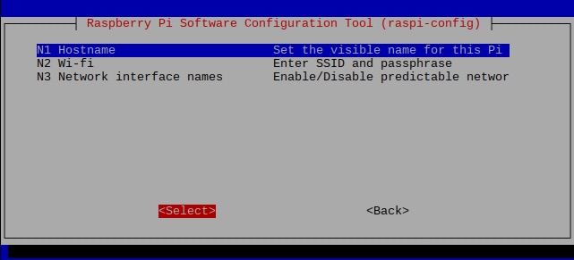 raspi-config on Raspbian Stretch 20181113 with Hostname selected