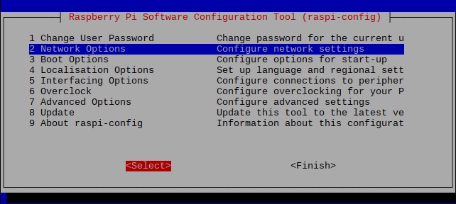 raspi-config on Raspbian Stretch 20181113 with Network Options selected