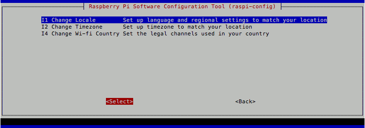 raspi-config Raspbian Jessie Lite with Localisation Options -> Change Locale selected
