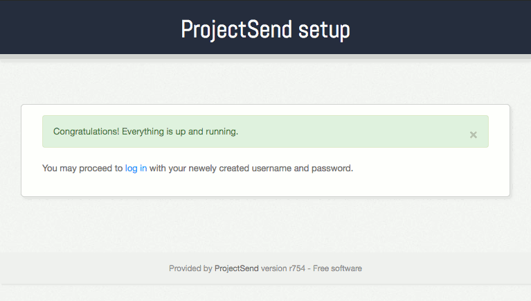 Successfully installed ProjectSend on Raspbian Jessie Lite