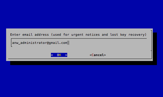 Let's Encrypt email address prompt