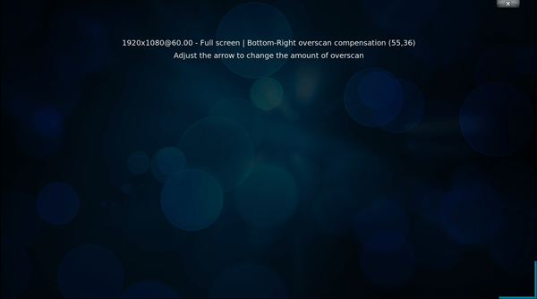 OpenELEC top-right overscan compensation screenshot