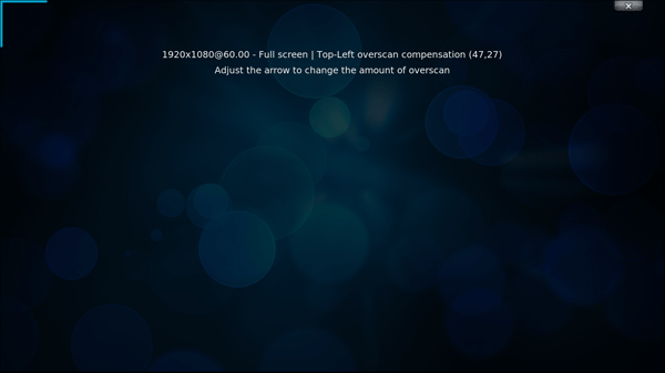 OpenELEC top-left overscan compensation screenshot