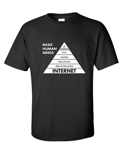 Image for Basic Human Needs Internet Computer Sarcastic Humor Mens Very Funny T-Shirt