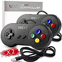 2 Pack iNNEXT SNES Retro USB Super Nintendo Controller Gamepad Joystick, USB PC Super Classic Controller Joypad Gamestick