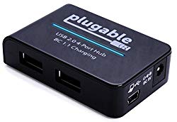 Plugable USB 2.0 4-Port High Speed Charging Hub with 12.5W Power Adapter