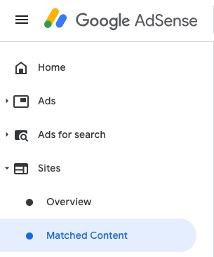 Google Adsense side bar with Matched Content link