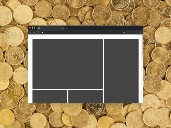 sample browser window on pile of Euro coins
